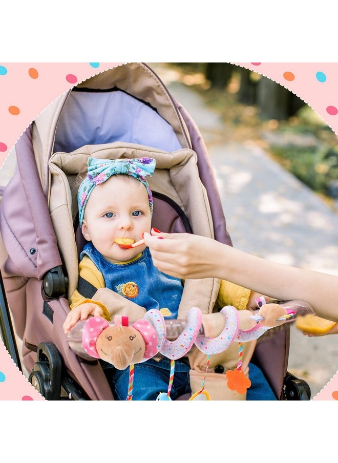 Civaner - Car Seat Toys Spiral Car Seat Toy For Babies Girl Over 6 Months Infant Stroller Toys Elephant Crib Hanging Spiral Plush Toy For Stroller Car Travel Activity (Delicate) - Image 1