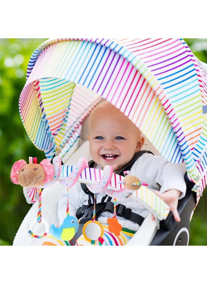 Civaner - Car Seat Toys Spiral Car Seat Toy For Babies Girl Over 6 Months Infant Stroller Toys Elephant Crib Hanging Spiral Plush Toy For Stroller Car Travel Activity (Delicate) - Image 1