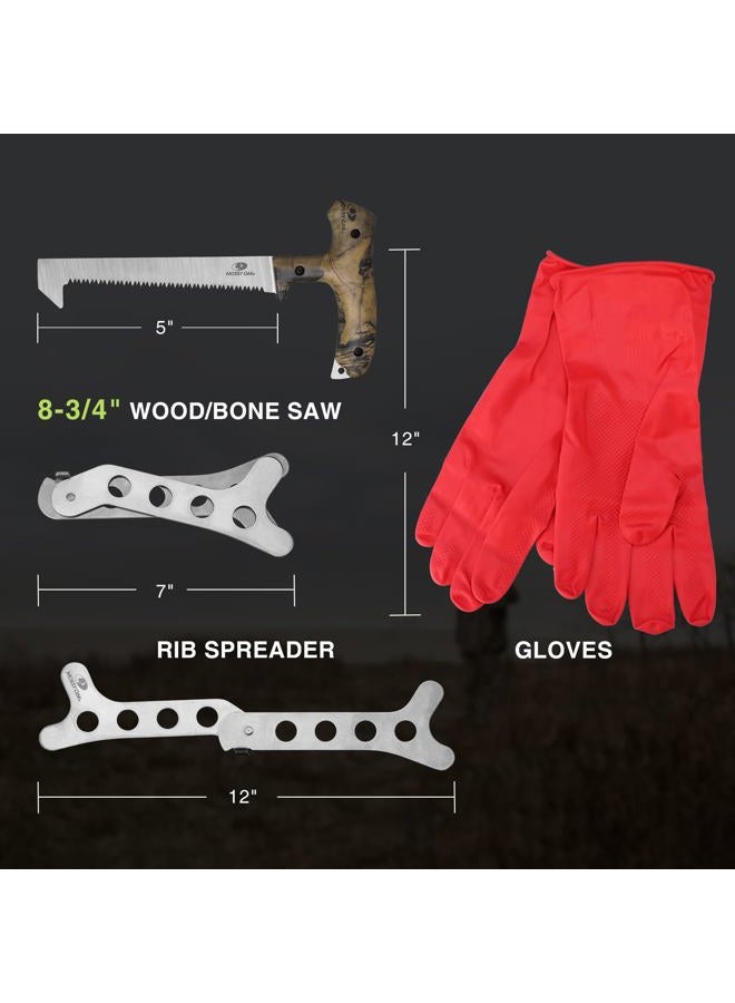 Mossy Oak Hunting Ground Dressing Kit - Portable Butcher Game Processor Set with Fixed Blade Full Tang 8-PIECE 8-Piece - Image 3