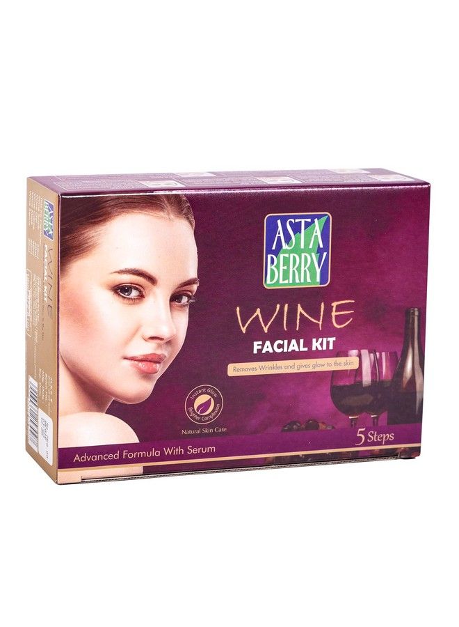 Astaberry Wine Facial Kit Medium 5 Steps With Serum For Women ; Remove Wrinkles & Glowing Skin ; Goodness Of Red Grape Extracts ; Aloe Vera Extract & Olive Oil ; For All Type Skin 270 Ml - Image 2
