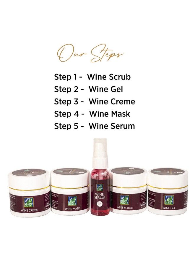 Astaberry Wine Facial Kit Medium 5 Steps With Serum For Women ; Remove Wrinkles & Glowing Skin ; Goodness Of Red Grape Extracts ; Aloe Vera Extract & Olive Oil ; For All Type Skin 270 Ml - Image 4