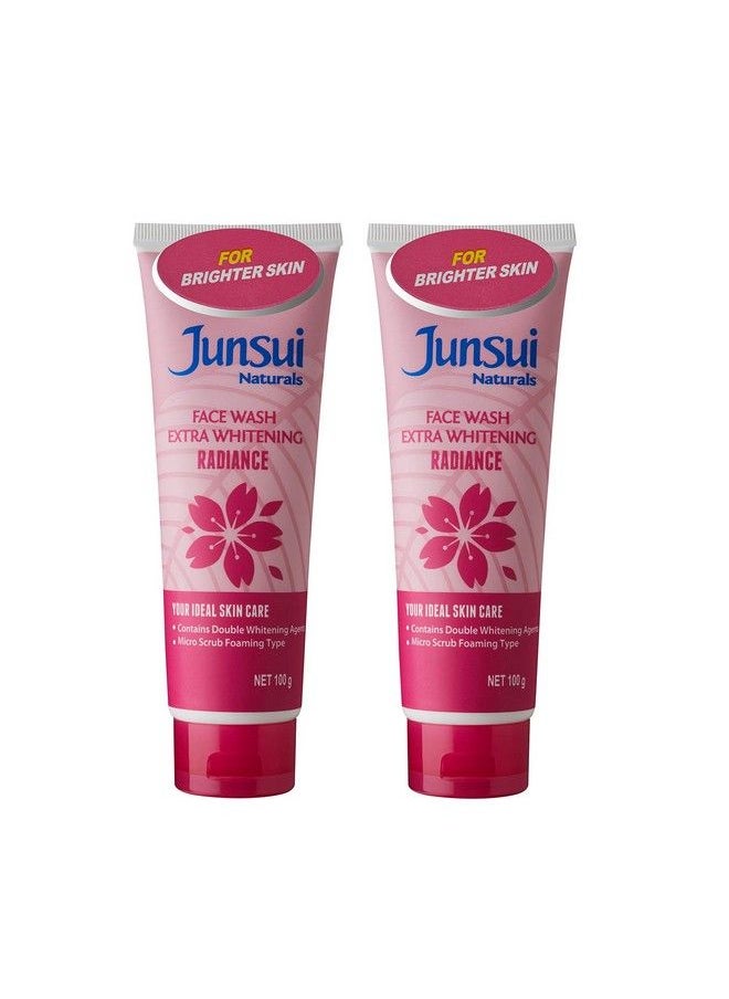 Junsui Naturals Face Wash Extra Radiance 100Gm; Powered With Sakura & Yam Bean Extracts; Micro Scrub Foaming Type; Skin Brightening Face Wash For Girls & Women Daily Use; Pack Of 2  - Image 2