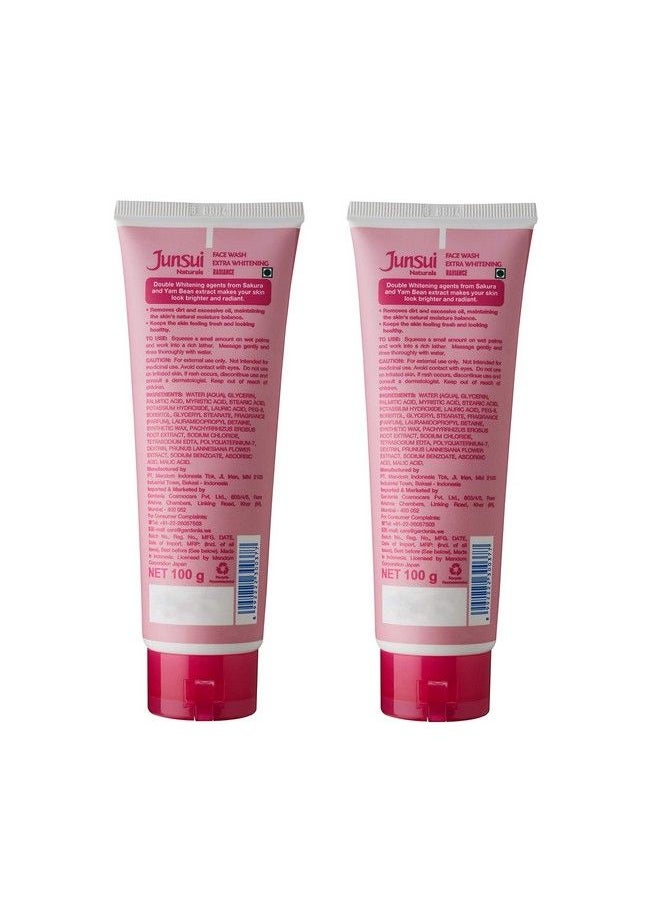 Junsui Naturals Face Wash Extra Radiance 100Gm; Powered With Sakura & Yam Bean Extracts; Micro Scrub Foaming Type; Skin Brightening Face Wash For Girls & Women Daily Use; Pack Of 2  - Image 3