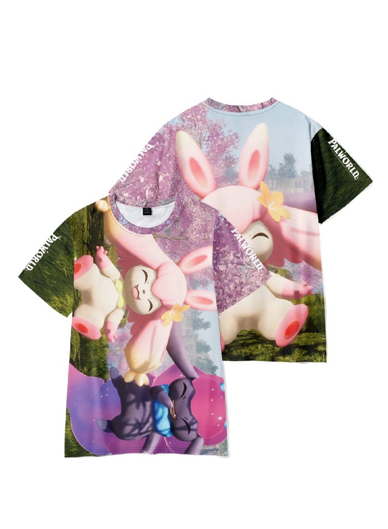 Palworld Phantom Beast Palu 3D digital printing adult and children summer short-sleeved T-shirt - Image 3