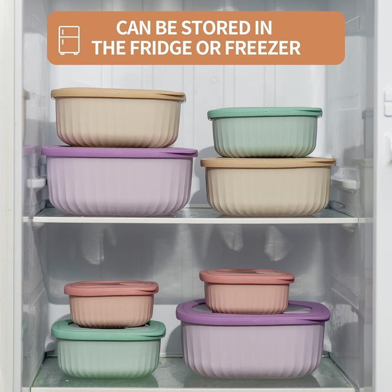 KEYOZA Set of 4 Plastic Food Storage Container with Lids Airtight Cook& Store Mixing Bowl Set BPA-Free Plastic Bowl with Lids for Freezer Microwave Dishwasher Safe - Image 3