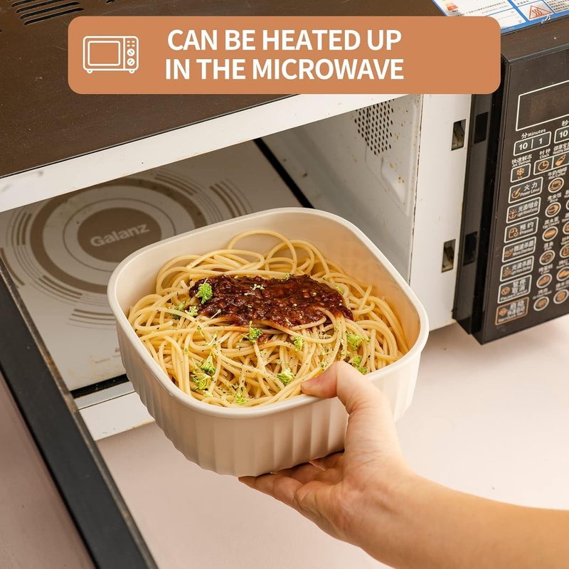 KEYOZA Set of 4 Plastic Food Storage Container with Lids Airtight Cook& Store Mixing Bowl Set BPA-Free Plastic Bowl with Lids for Freezer Microwave Dishwasher Safe - Image 5