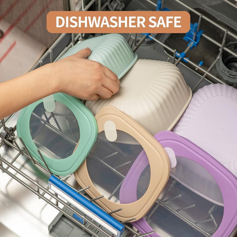 KEYOZA Set of 4 Plastic Food Storage Container with Lids Airtight Cook& Store Mixing Bowl Set BPA-Free Plastic Bowl with Lids for Freezer Microwave Dishwasher Safe - Image 4