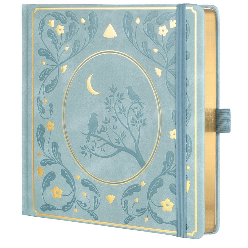 TIEFOSSI Dotted Journal Notebook, Dot Grid Notebook for Women Men, Hardcover PU Leather Journal, 160 GSM Thick Paper, 160 Numbered Pages with Gold Edges, 8 x 8 Square Diary - Image 1