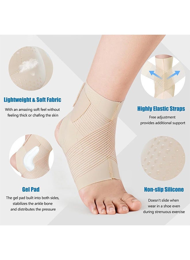 MXN 2 Pcs Ankle Brace for Men Women Adjustable Ankle Sleeve Compression Wrap with Straps, Ultra-thin Lightweight Foot Sleeves Ankle Support for Sports, Sprained, Plantar Fasciitis, Tendonitis - Image 2