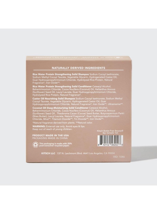 كيتش مجموعة من 4 قطع من الشامبو والبلسم الصلب من سامبلر، قالب شامبو وبلسم الأرز، قالب شامبو وزيت الخروع، قالب شامبو وزيت جوز الهند، لوح بلسم الشعر المرطب العميق، بدون نفايات - Image 5