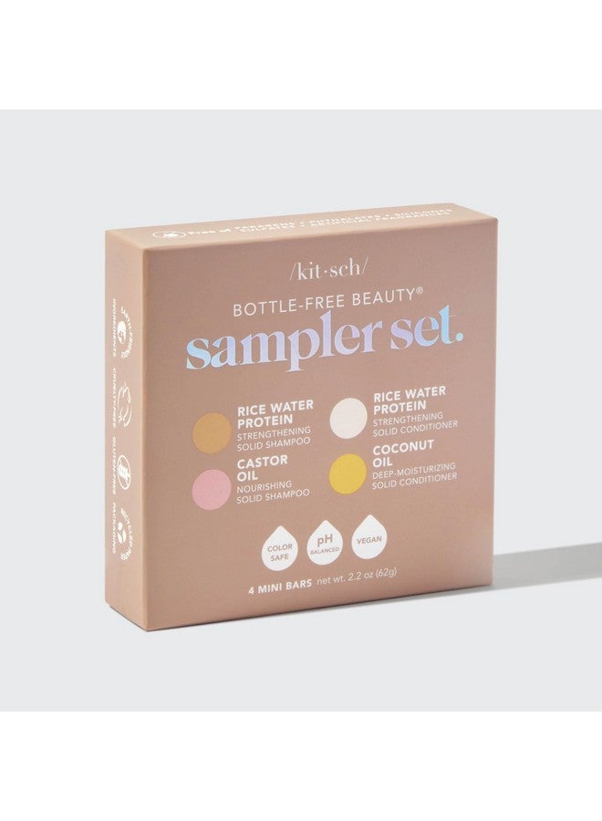 كيتش مجموعة من 4 قطع من الشامبو والبلسم الصلب من سامبلر، قالب شامبو وبلسم الأرز، قالب شامبو وزيت الخروع، قالب شامبو وزيت جوز الهند، لوح بلسم الشعر المرطب العميق، بدون نفايات - Image 4