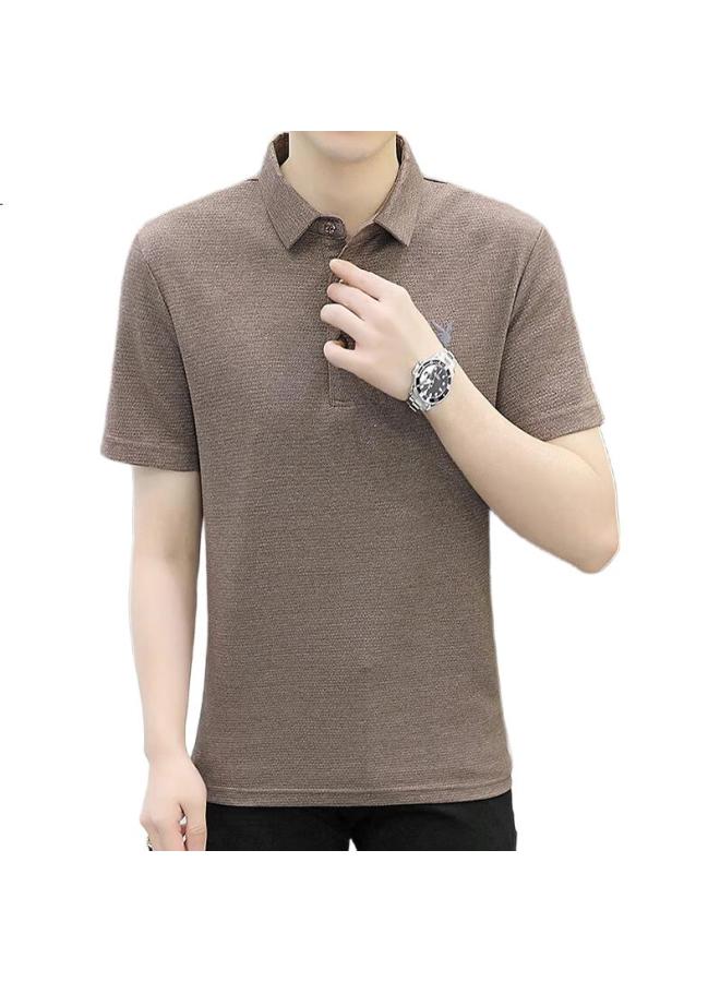 PLAYBOY Men'S Short Sleeve Polo Shirt High-End Summer Top Trendy Slim Fit Men'S Clothing Coffee Color 3Xl - Image 3