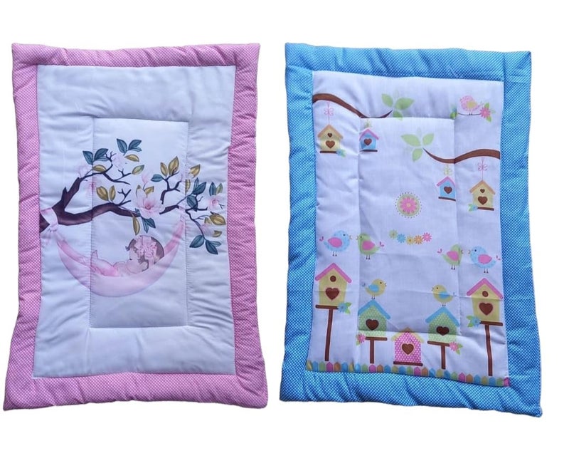 ONDOLL Combo Newborn Baby Pom Pom Cotton Baby Bed Godari Cradle Bed Crib Sheet Changing Mat Baby Godadi Godari Bedding Set Mattress_Pack of 2 Piece_20 30 Inch_V_i_668696_Multicolor