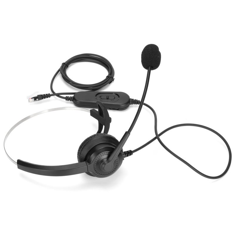 Telephone Headset: RJ9 Connector, 180° Rotating Head Card, 330° Swing Arm Microphone - Wideband Clear Audio, Protein Leather Ear Pads, Adjustable Headband for Call Center, Office, Home PC Communicatio - Image 3