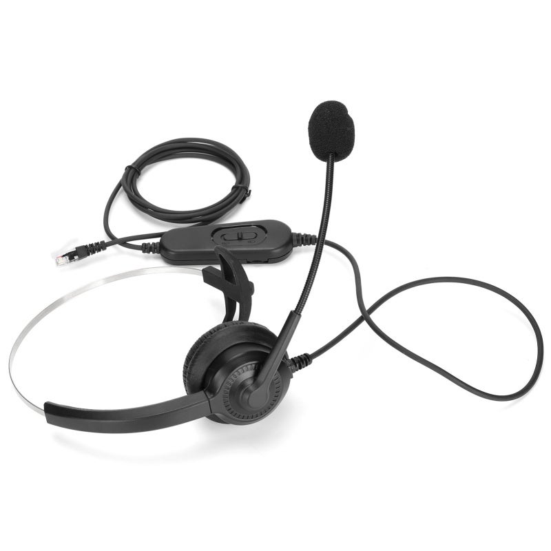 Telephone Headset: RJ9 Connector, 180° Rotating Head Card, 330° Swing Arm Microphone - Wideband Clear Audio, Protein Leather Ear Pads, Adjustable Headband for Call Center, Office, Home PC Communicatio - Image 4