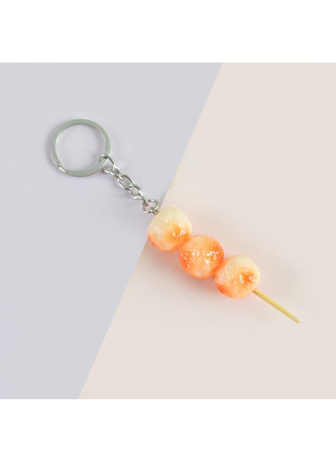 PVC Simulation Food Keychain Fun Squid Whisker Gluten Corn Barbecue String Toy Funny Food Play Model-Color:Balls-Keychain