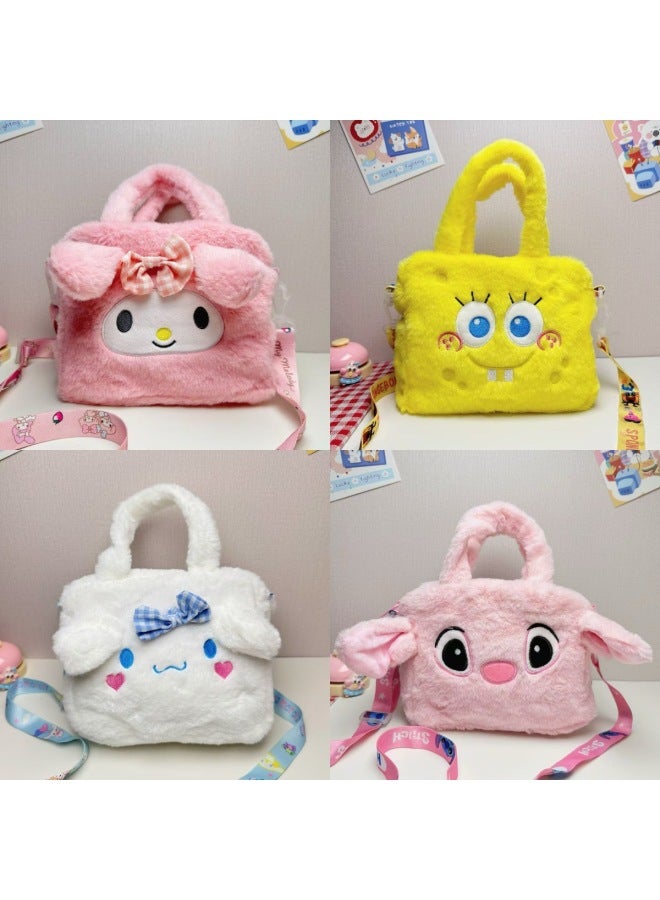 Sanrio Plush Bag Toy Doll Bag Cartoon Ins Style Coin Purse Grab Doll Crossbody Bag-Specifications:Four Portable Crossbody Bags (18*20*8cm)  - Image 1