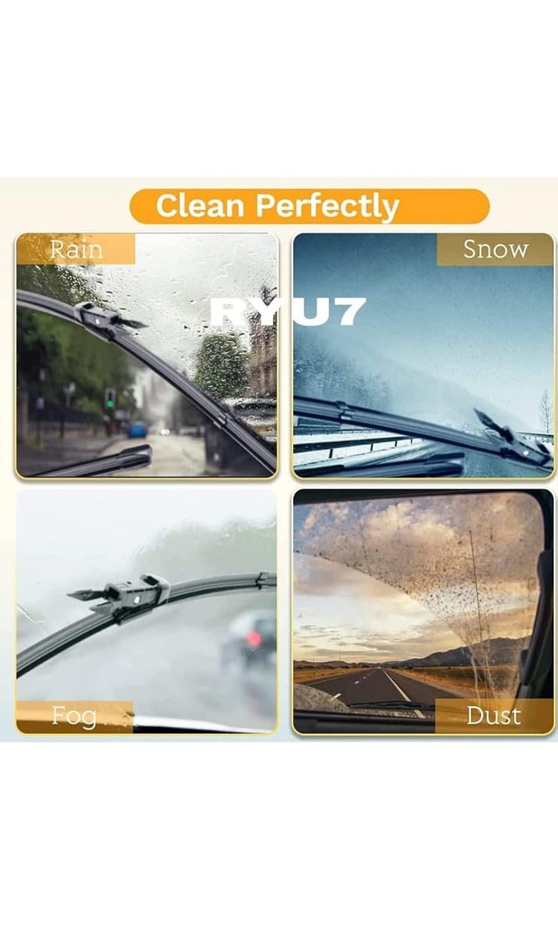 RYU7 Front Wiper Blades Fits For Land R-over Freelander (2006-2015 Model), Size-24" 20", Pack Of 2. - Image 2