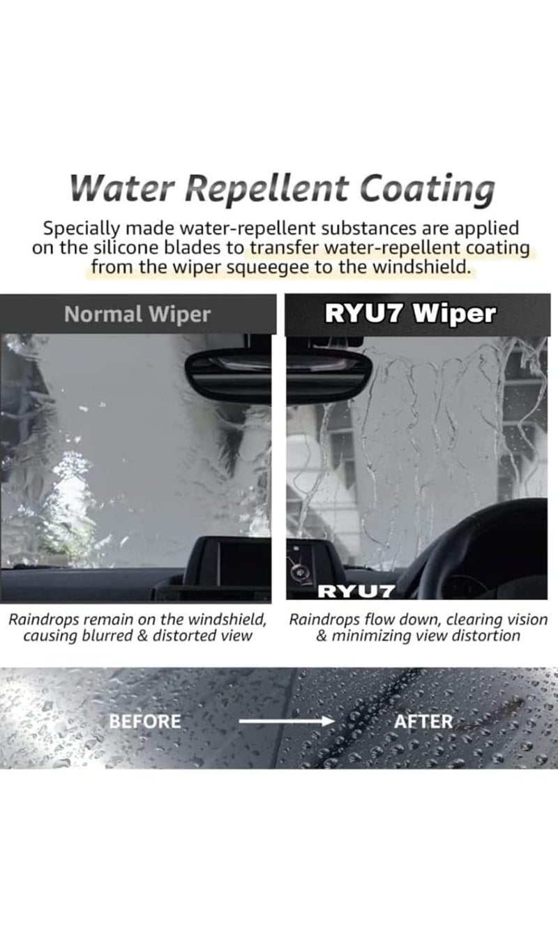 RYU7 Front Wiper Blades Fits For Land R-over Freelander (2006-2015 Model), Size-24" 20", Pack Of 2. - Image 4