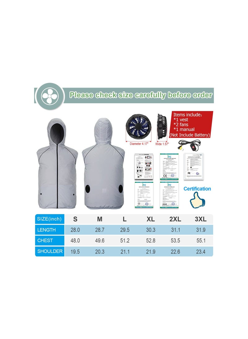 إسكدنيا Air Conditioned Jacket With Fans, Cooling Vest for Men Women, Evaporative Cool with 2 Fans Cold Clothes Keep 13 Hours Hot Weather Work, Waterproof, Sun-Proof - Image 2