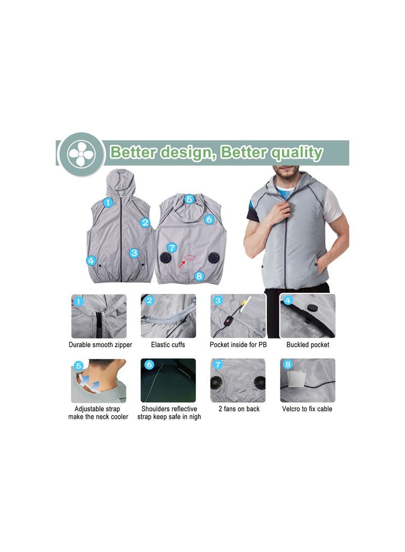 إسكدنيا Air Conditioned Jacket With Fans, Cooling Vest for Men Women, Evaporative Cool with 2 Fans Cold Clothes Keep 13 Hours Hot Weather Work, Waterproof, Sun-Proof - Image 5