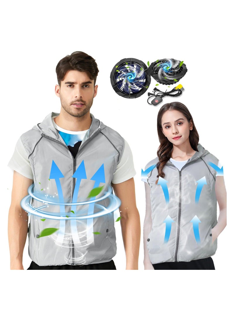 إسكدنيا Air Conditioned Jacket With Fans, Cooling Vest for Men Women, Evaporative Cool with 2 Fans Cold Clothes Keep 13 Hours Hot Weather Work, Waterproof, Sun-Proof - Image 1