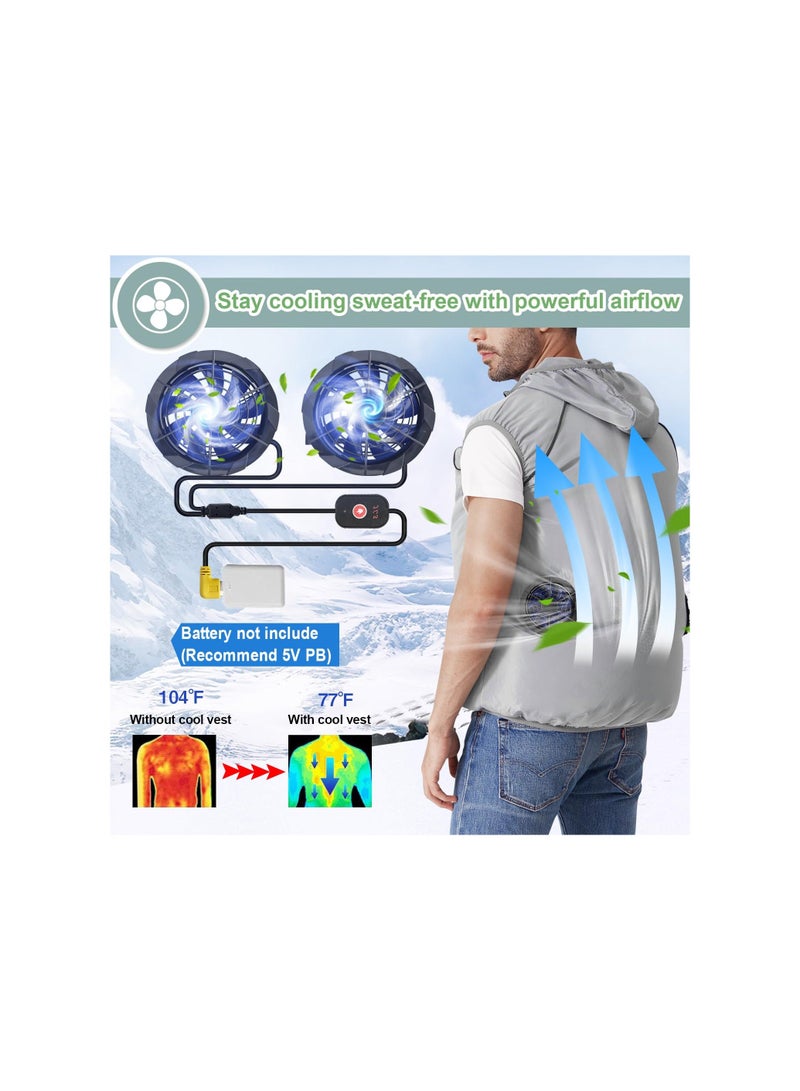 إسكدنيا Air Conditioned Jacket With Fans, Cooling Vest for Men Women, Evaporative Cool with 2 Fans Cold Clothes Keep 13 Hours Hot Weather Work, Waterproof, Sun-Proof - Image 3
