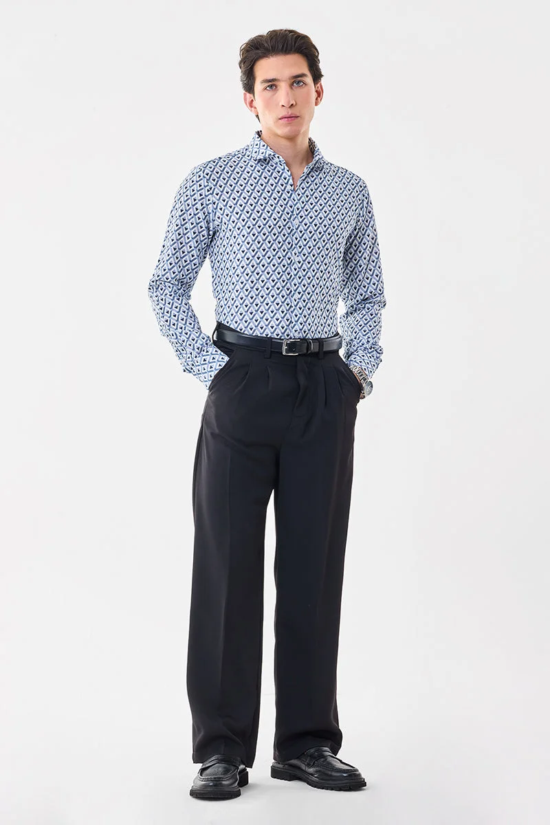 SNITCH Geometric Slim Fit Crushed Shirt