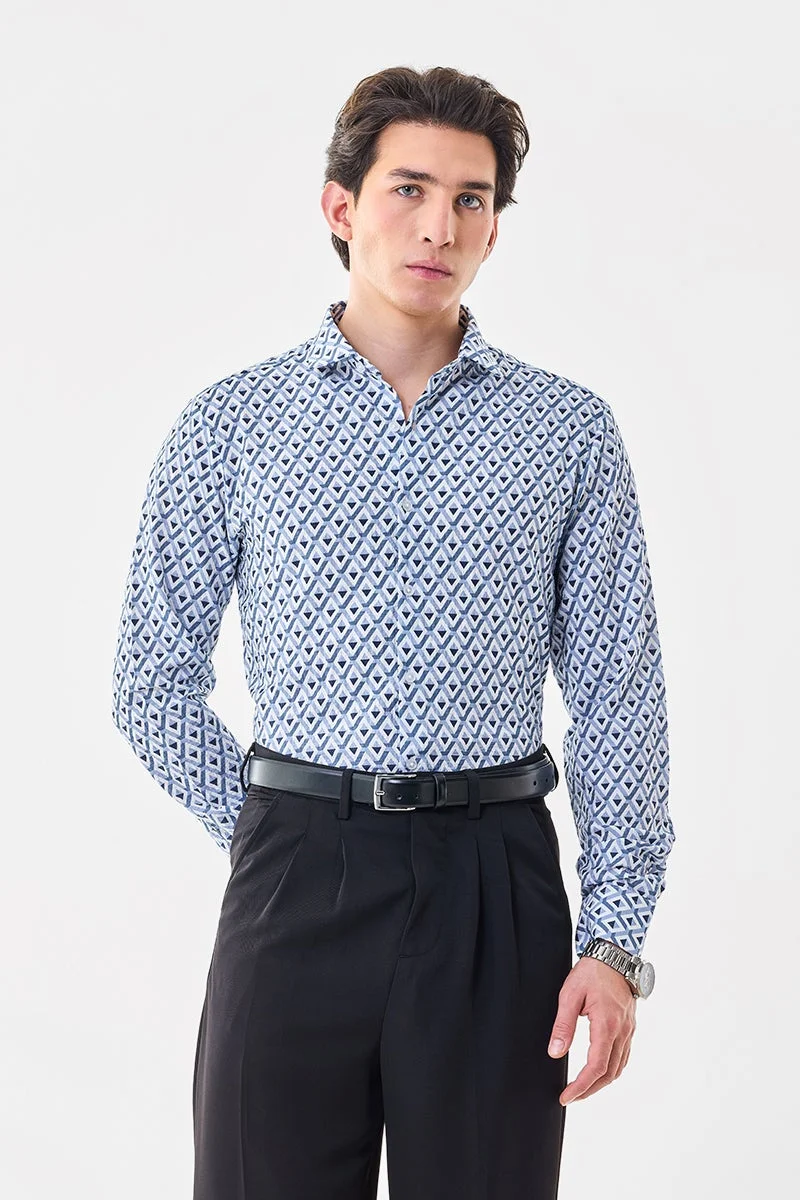 سنيتش قميص نحيف بياقة هندسية