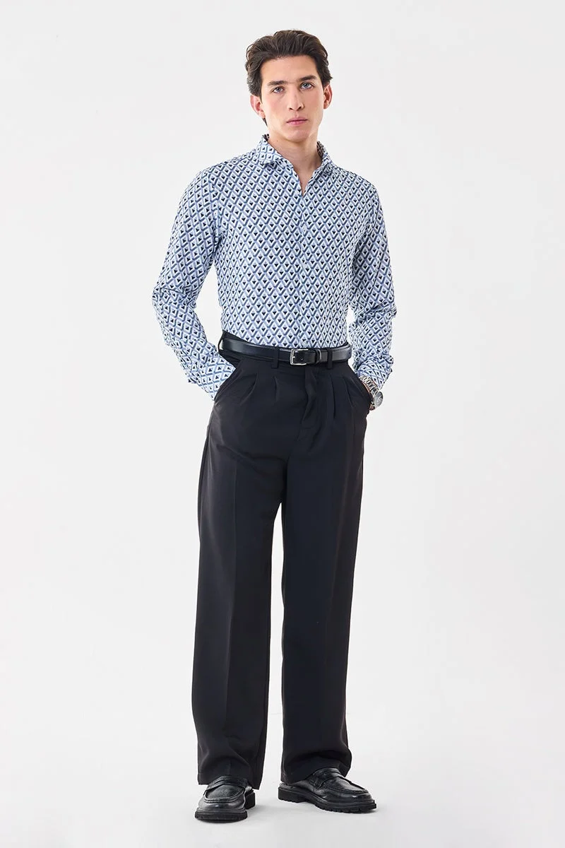 SNITCH Geometric Slim Fit Crushed Shirt
