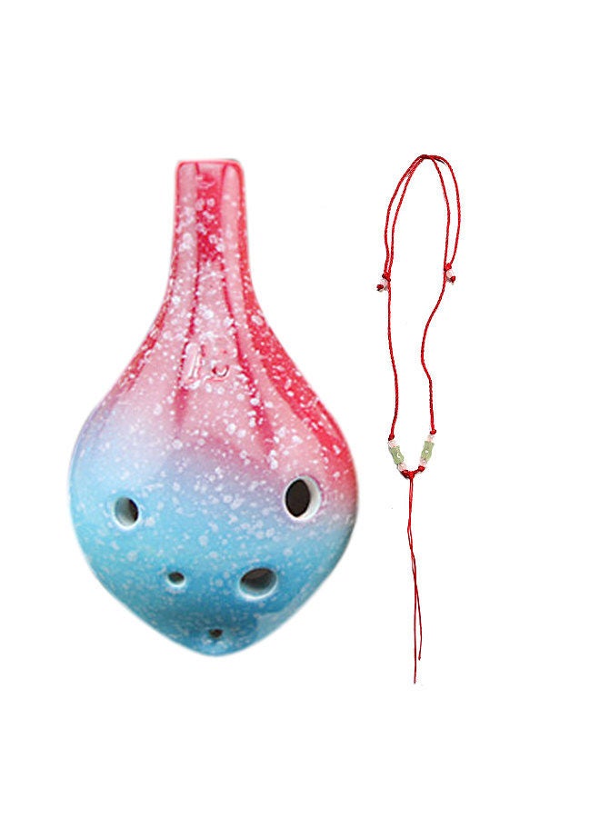 Generic 6 Holes Ceramic Ocarina Alto C Simple Starry Style Musical Instrument with Lanyard Music Score for Music Lover and Learner - Image 1
