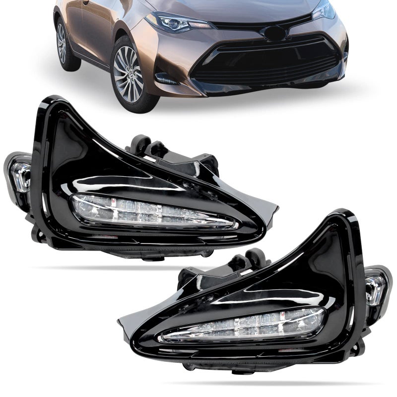 DLAA Fog Lights Led For Toyota Corolla 2017 2018 2019 Front Fog Lamps Kit Car Styling Spot Light With Cables Clear Lens  1 Pair