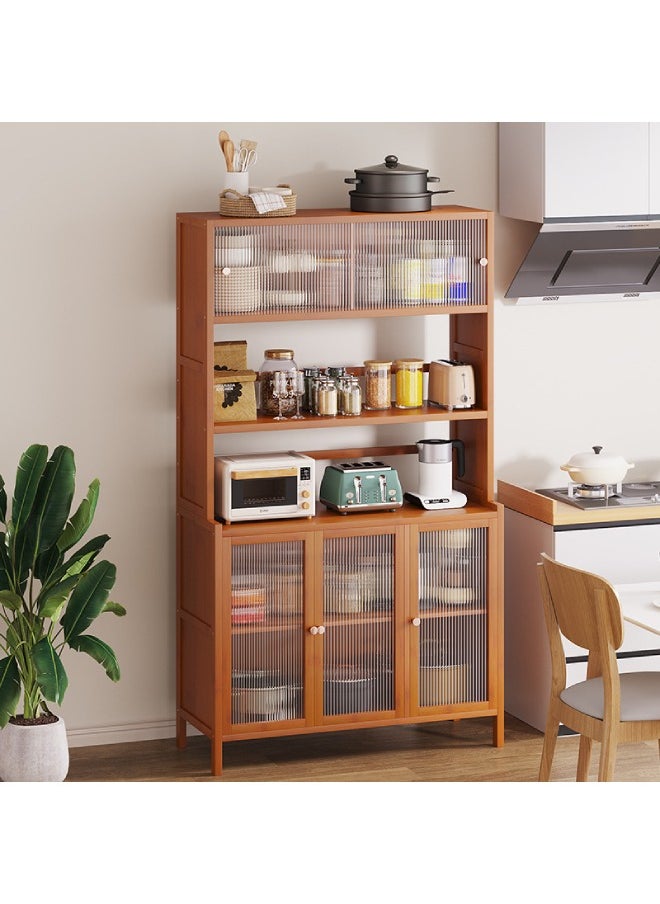 keke Tall Wooden Kitchen Storage Cabinet with Sliding Glass Doors Multi Tier Organizer for Pantry Appliances & Utensils Size 95cm 31cm 163cm  - Image 1