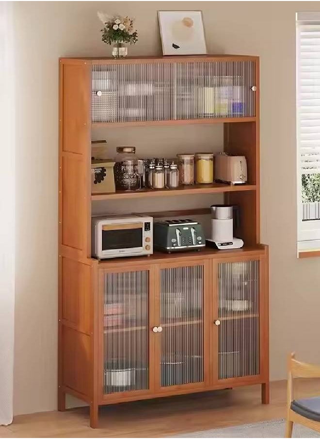 keke Tall Wooden Kitchen Storage Cabinet with Sliding Glass Doors Multi Tier Organizer for Pantry Appliances & Utensils Size 95cm 31cm 163cm  - Image 2