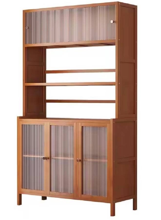keke Tall Wooden Kitchen Storage Cabinet with Sliding Glass Doors Multi Tier Organizer for Pantry Appliances & Utensils Size 95cm 31cm 163cm  - Image 3