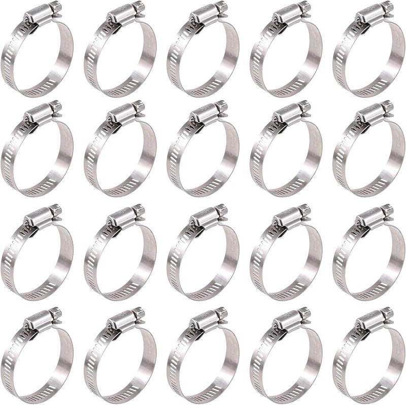 Glarks 20Pcs 304 Stainless Steel Adjustable 27-51MM Range Worm Gear Hose Clamps Assortment Kit, Fuel Line Clamp for Water Pipe, Plumbing, Automotive and Mechanical Application (27-51MM) - Image 1
