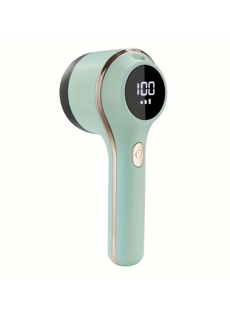 Fabric Shaver and Lint Remover, Electric Lint Remover, USB Rechargeable Model Sweater Defuzzer, 3 Speed Sweater Defuzzer with LED Display Screen for Clothes, Furniture (Green)