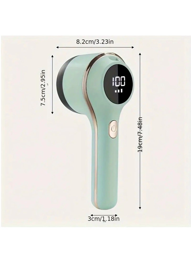 Fabric Shaver and Lint Remover, Electric Lint Remover, USB Rechargeable Model Sweater Defuzzer, 3 Speed Sweater Defuzzer with LED Display Screen for Clothes, Furniture (Green)
