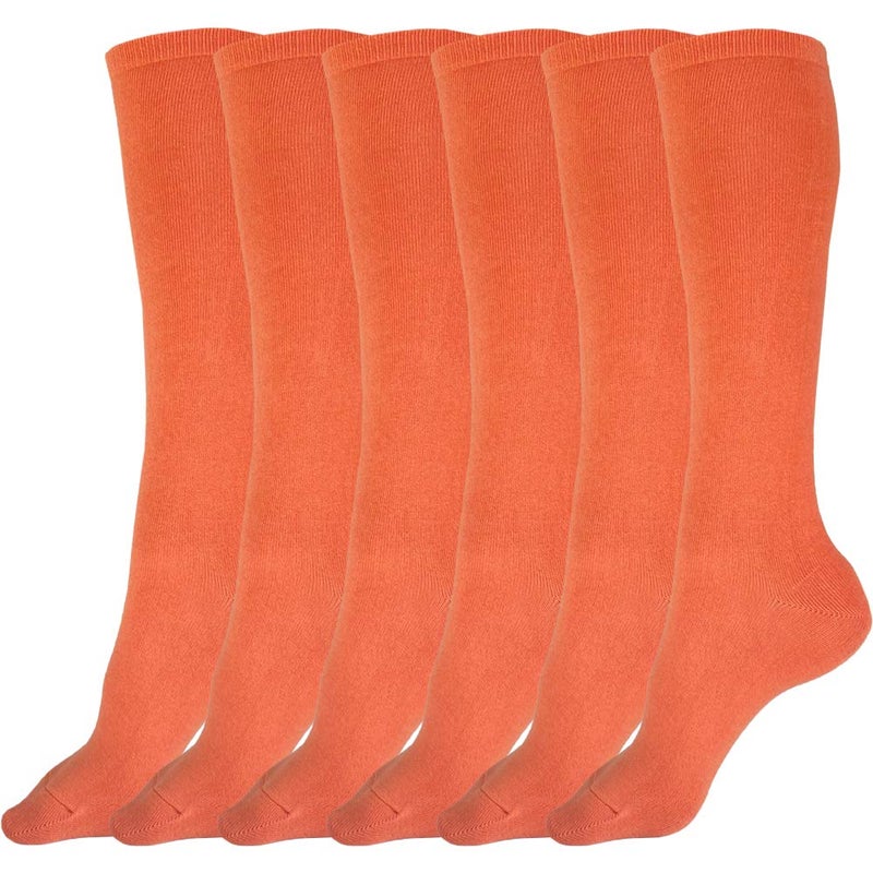 juDanzy 3 Pairs of Boys and Girls Solid Knee High Uniform Socks for School, Soccer, Football, AFO etc. (4-6 Years (Shoe Size 9C-1), Orange) - Image 1