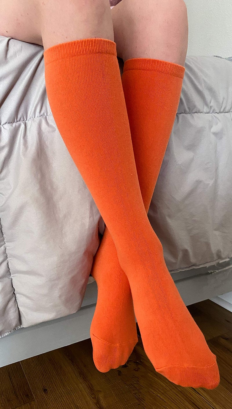 juDanzy 3 Pairs of Boys and Girls Solid Knee High Uniform Socks for School, Soccer, Football, AFO etc. (4-6 Years (Shoe Size 9C-1), Orange) - Image 2