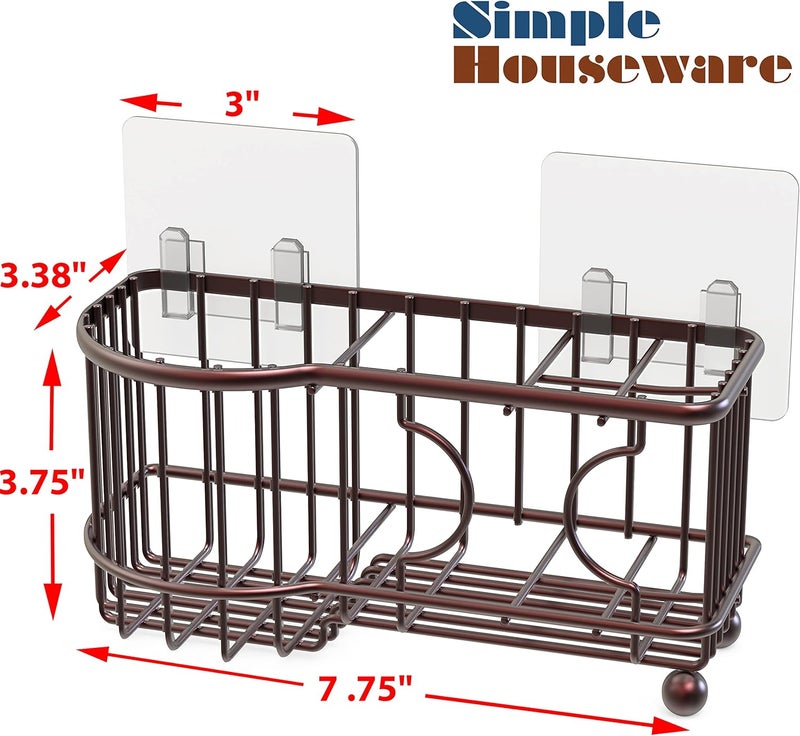 Simple Houseware 6 Slots Toothbrush Holder Adhesive Wall Organizer, Bronze - Image 3