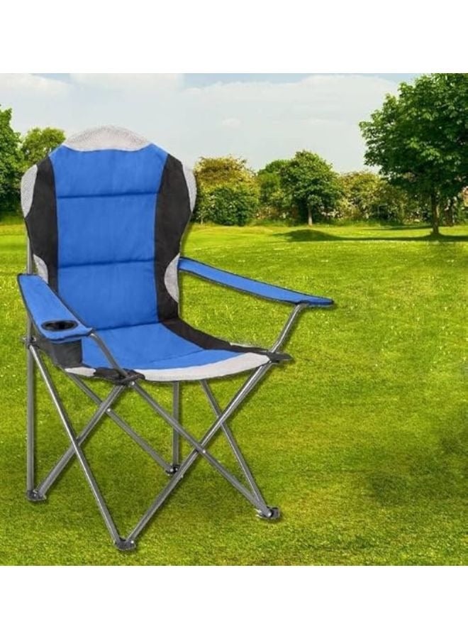 Harmony Home Harmoney Home Heavy-Duty Folding Camping Chair – Luxury Padded High-Back Chair with Cup Holder – Blue Alloy Steel Frame (60 x 60 x 105 cm)  - Image 2