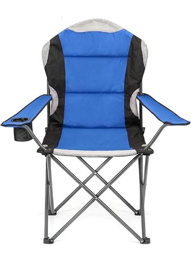 Harmony Home Harmoney Home Heavy-Duty Folding Camping Chair – Luxury Padded High-Back Chair with Cup Holder – Blue Alloy Steel Frame (60 x 60 x 105 cm)  - Image 5