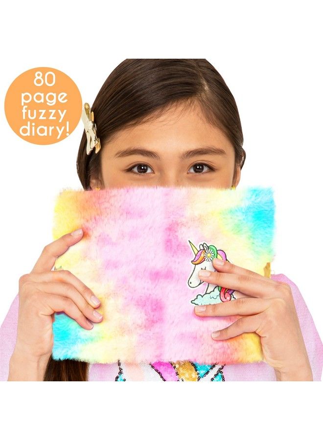 Just My Style Tie Dye Fuzzy Diary By Horizon Group Usa Hardcover Diary With Lock & Key Decorate With 300+ Stickers Includes Pen With Fuzzy Cap & Soft Tie Dye Cover Multi (207906J)  - Image 5
