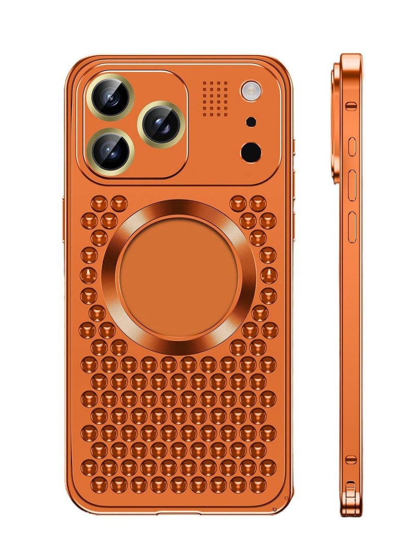 عام غطاء عطري فاخر بإطار ألومنيوم معدني لآيفون 17 برو ماكس، متوافق مع ماج سيف بغطاء مثقوب للشعار. - Image 1