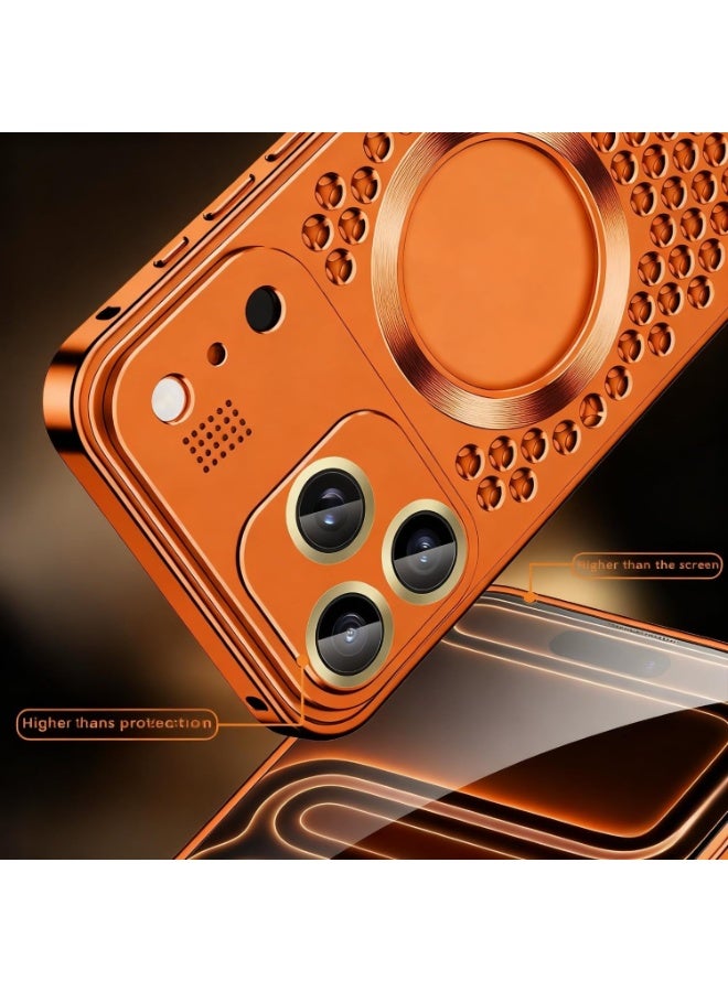 عام غطاء عطري فاخر بإطار ألومنيوم معدني لآيفون 17 برو ماكس، متوافق مع ماج سيف بغطاء مثقوب للشعار. - Image 5