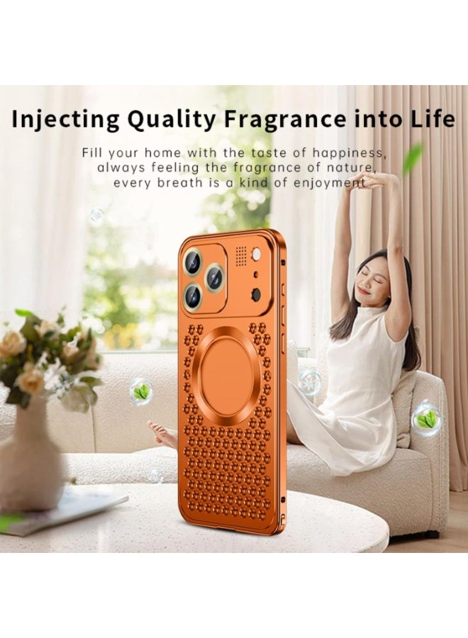 عام غطاء عطري فاخر بإطار ألومنيوم معدني لآيفون 17 برو ماكس، متوافق مع ماج سيف بغطاء مثقوب للشعار. - Image 3