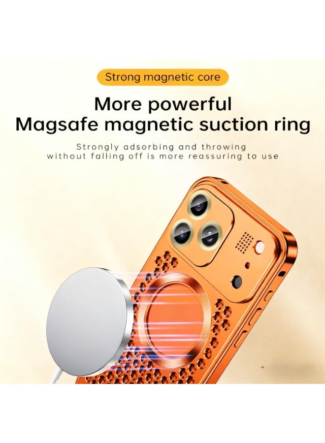 عام غطاء عطري فاخر بإطار ألومنيوم معدني لآيفون 17 برو ماكس، متوافق مع ماج سيف بغطاء مثقوب للشعار. - Image 4