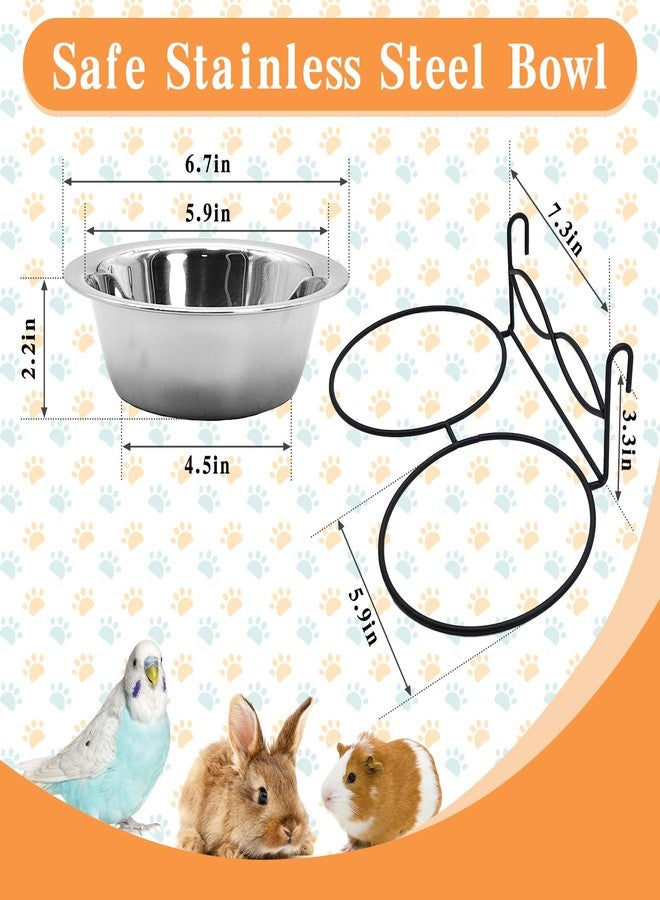 كاثسون أوعية طعام وماء للطيور من الفولاذ المقاوم للصدأ من كاثسون، قطعتان، مع حامل، أكواب تغذية للطيور والببغاوات والكلاب والقطط الصغيرة (قطر 6.7 بوصة). - Image 2