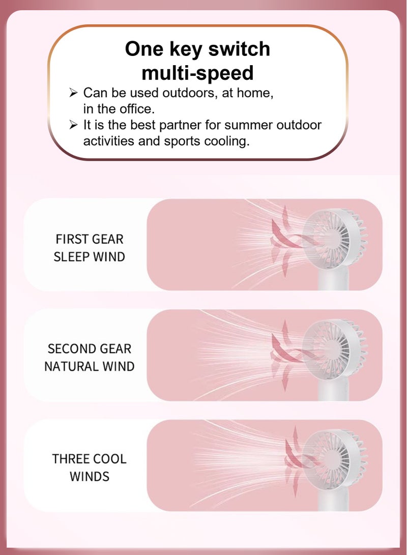 YooA 3 Adjustable Speed Handheld Rechargeable Mist Fan/Portable Mini Fan | Air Conditioner Fan Strong Power, TYPE-C Quick Charge, 500mAh, Hand Held for Sports/Outdoor/Camping/Travel/Office/(Pink)  - Image 5